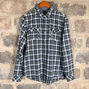 7 Diamonds‎ Men's Plaid Long Sleeve Button Down Shirt XL Green Blue White